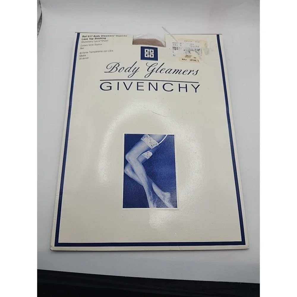 VTG Givenchy Body Gleamers Superbe Lace Top Panty Hose Sz D